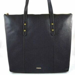 FOSSIL-JENNA NS BLACK LEATHER TOTE-New With Tag